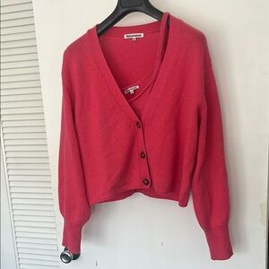 Reformation Pink Button-Up Women's Cardigan cashmere sweater set